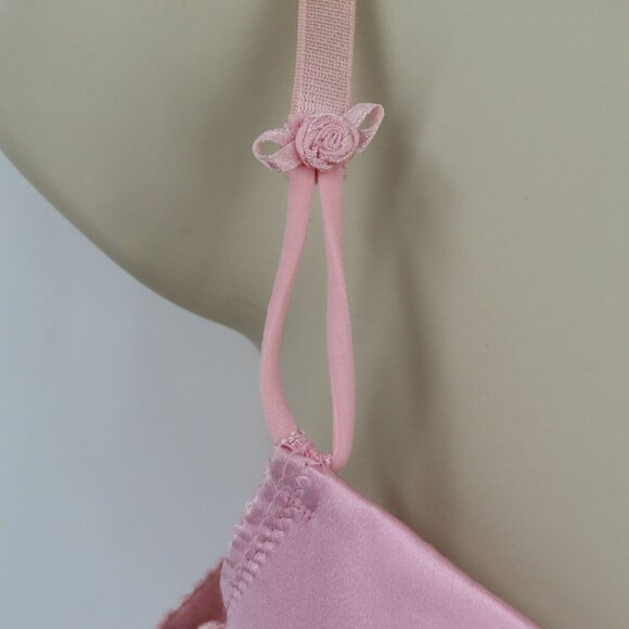 Dolce & Gabbana Womens 34B Solid Pink Satin Bow Coquette Bra Underwire Lined - Picture 2 of 16
